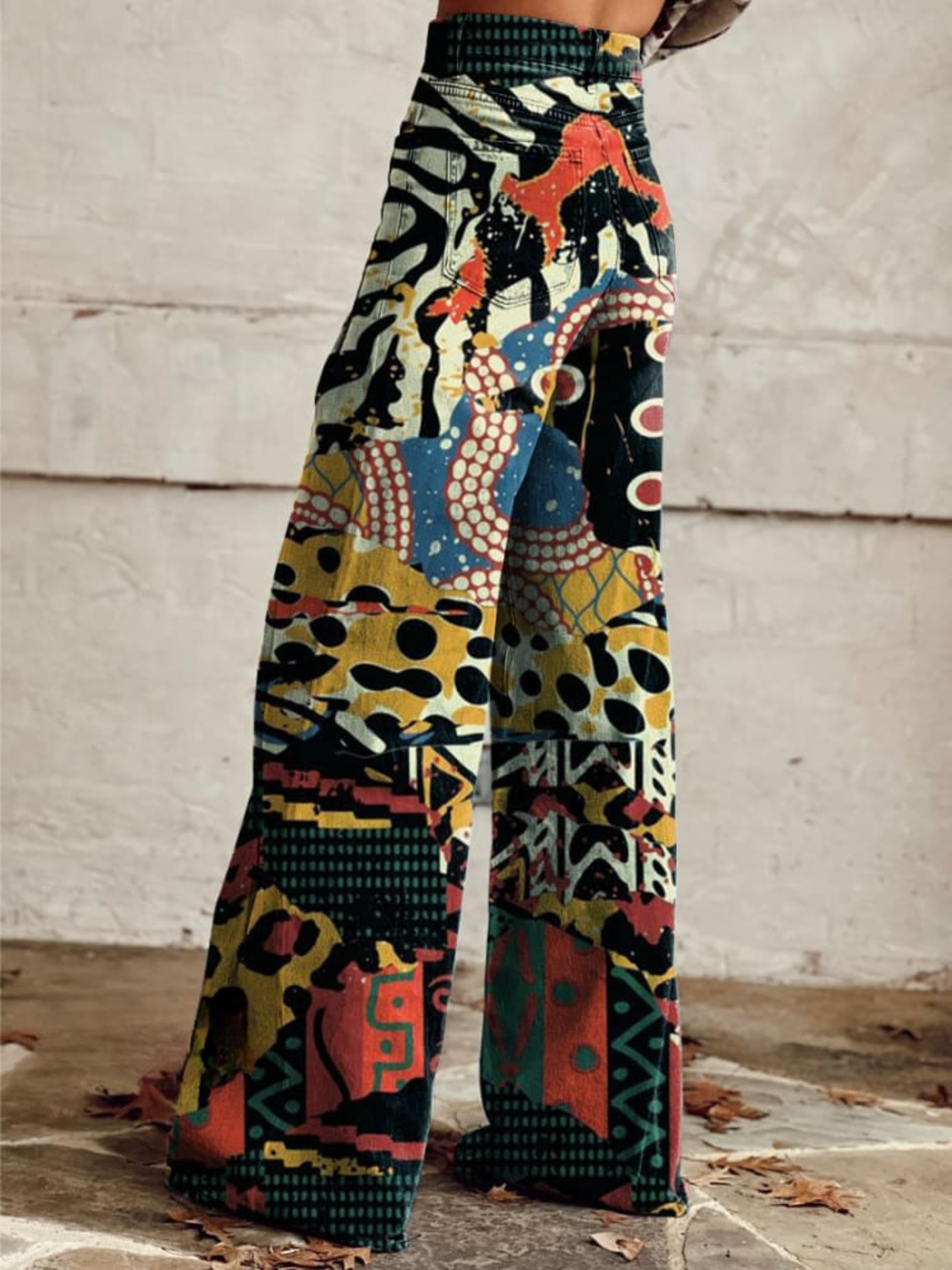 ÉLODIE | Wide Trousers with Elegant and Bold Artistic Motif