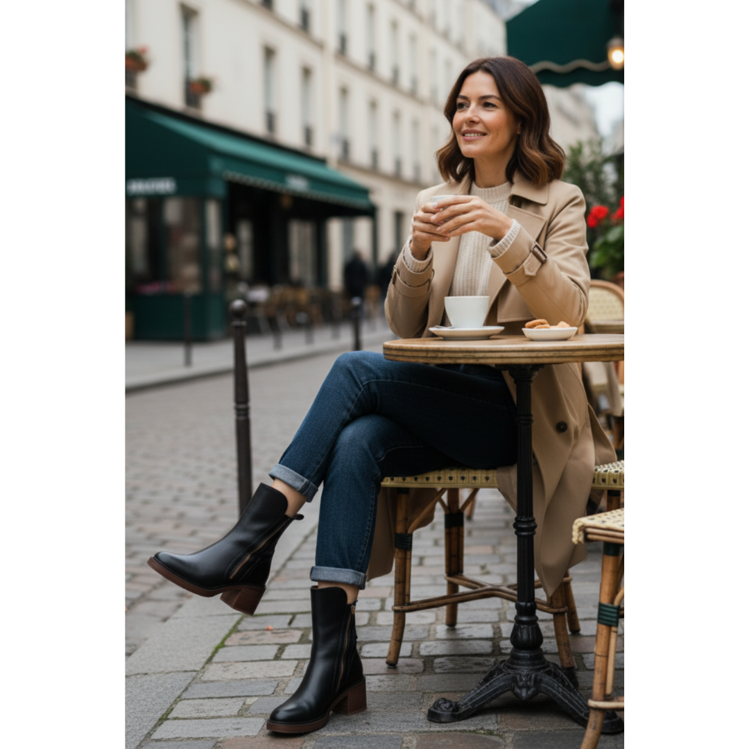 VALORINE™ | Black Heeled Boots for Comfort and Style