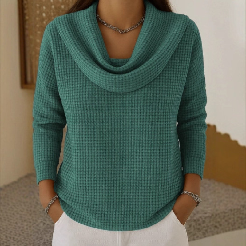 AMBER™ | Elegant Jumper with Warm Comfort and Flowing Waterfall Neckline for Every Day