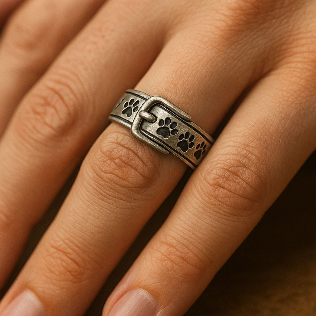 Ring with a cute and elegant collar in the shape of a dog