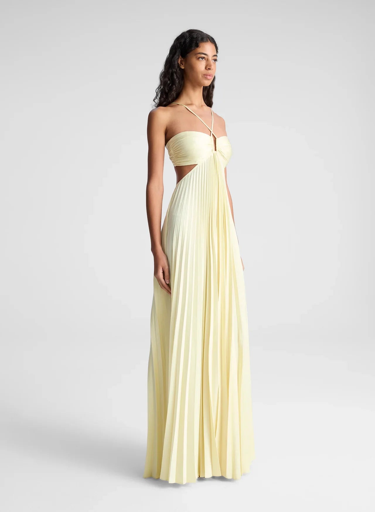 Solaria – Pleated Satin Tie-Back Gown
