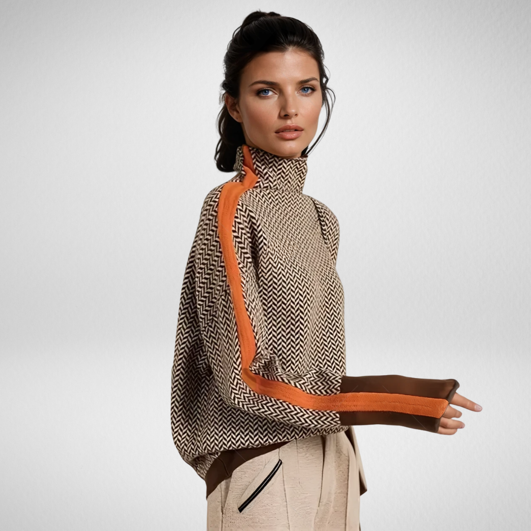 Clémence - High-neck jumper with contrasting stripes