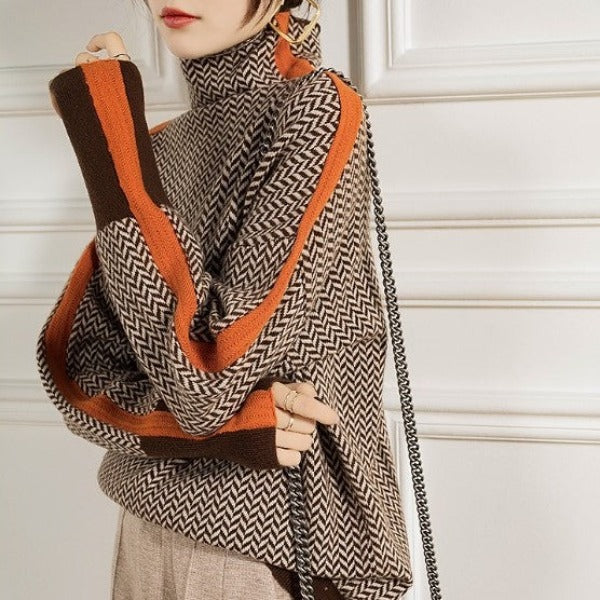 Clémence - High-neck jumper with contrasting stripes