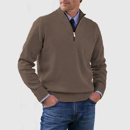 STIJN | Knitted Men's Jumper with Zip for Refined Warmth and Timeless Class
