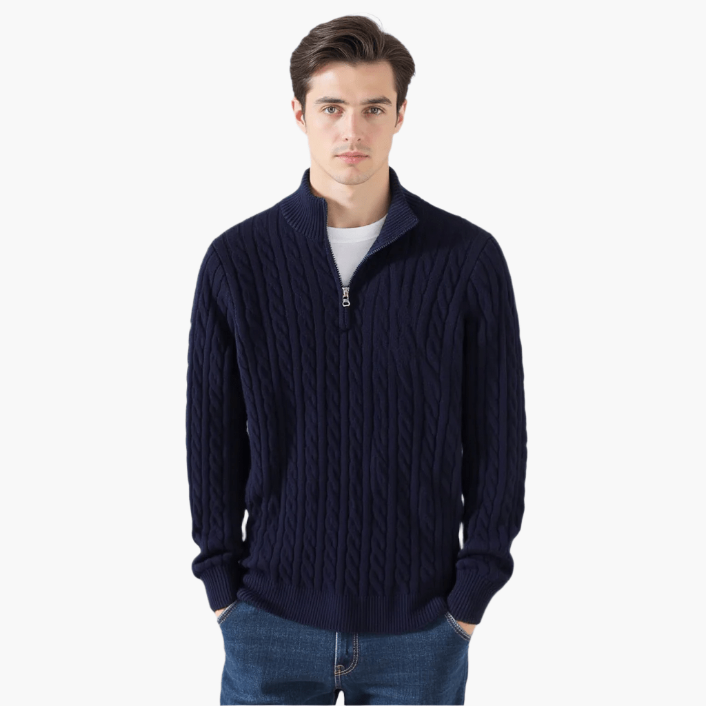 TAEBAEK | Ribbed Jumper with Zip and Unique Design