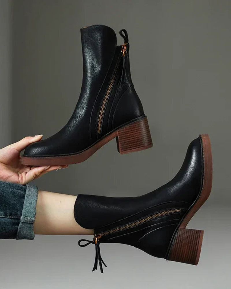 VALORINE™ | Black Heeled Boots for Comfort and Style