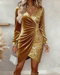 Emilia | Festive Midi Dress with V-neck
