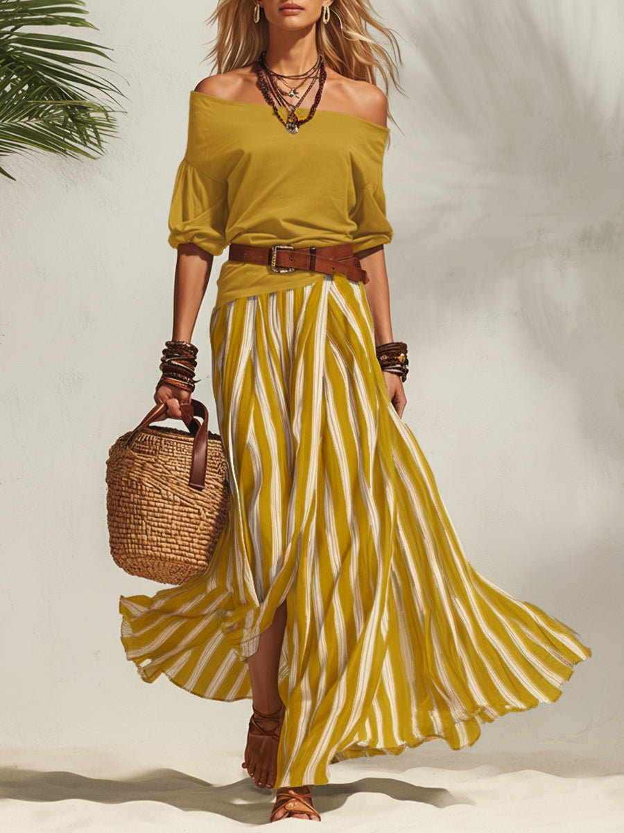 Compleet Top en Rok Off-Shoulder