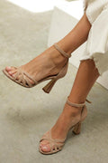 Marona™ | Patchwork sandals with round toes and thin heels