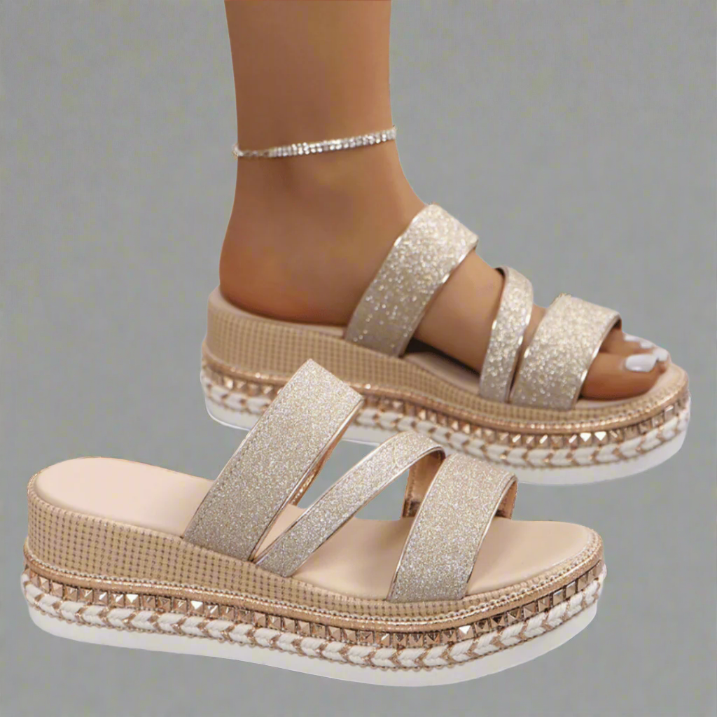 VANESSA | Glitter Wedge Sandals with Glamour Design for Summer
