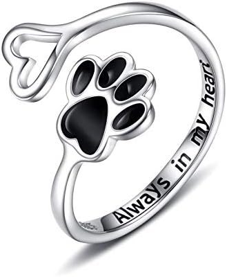 Crafted Ring with Paw and Heart