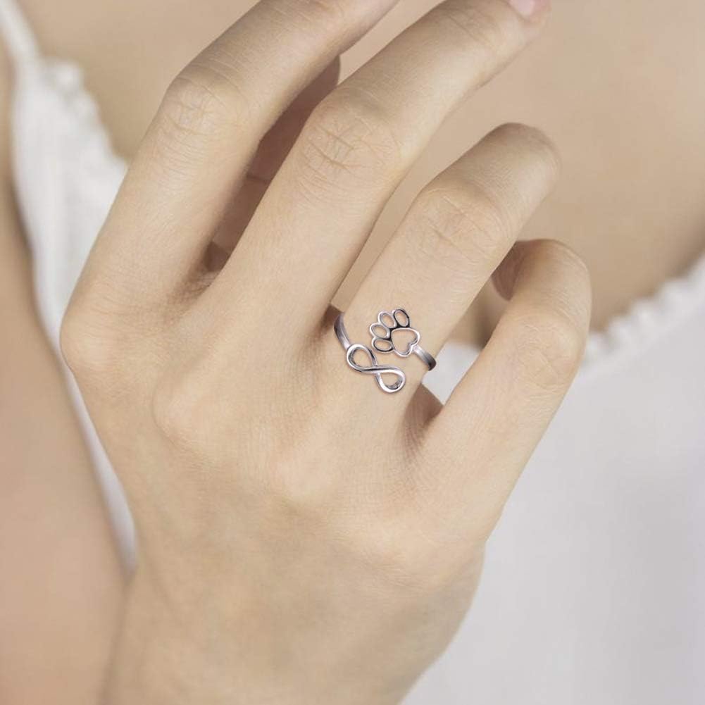 Crafted Ring with Paw and Heart