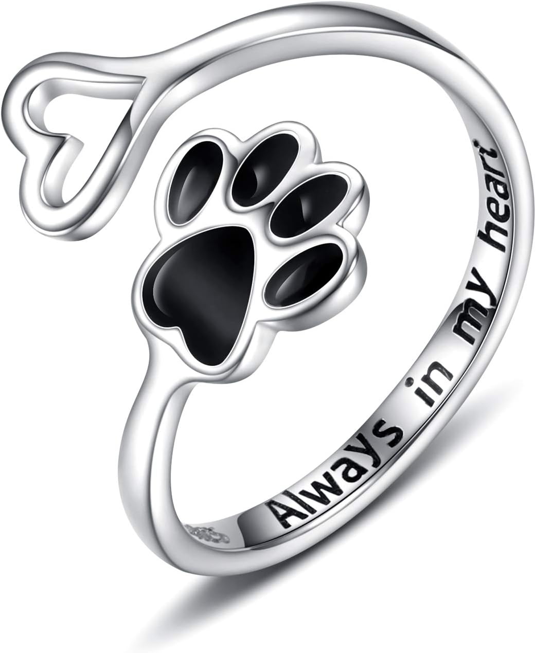 Crafted Ring with Paw and Heart
