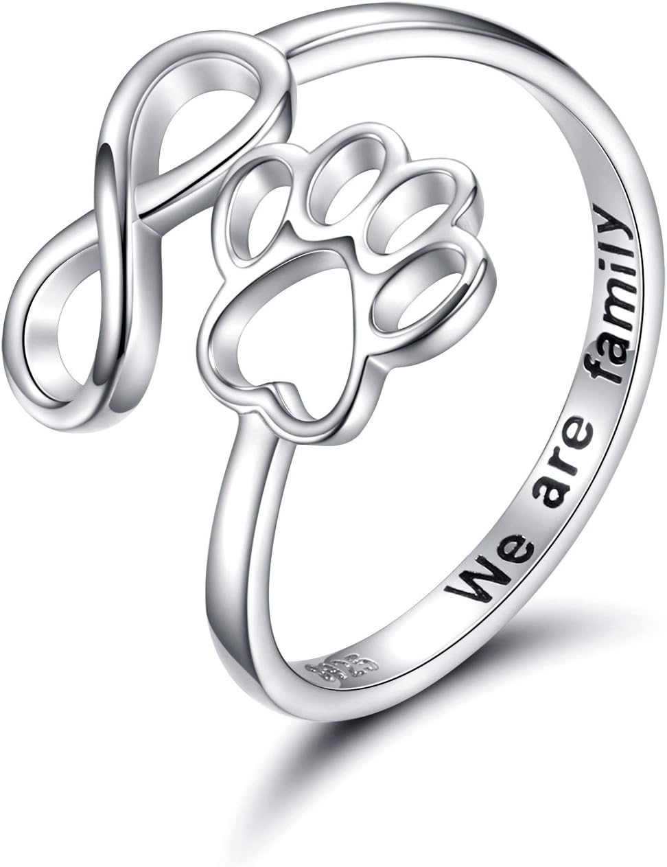 Crafted Ring with Paw and Heart