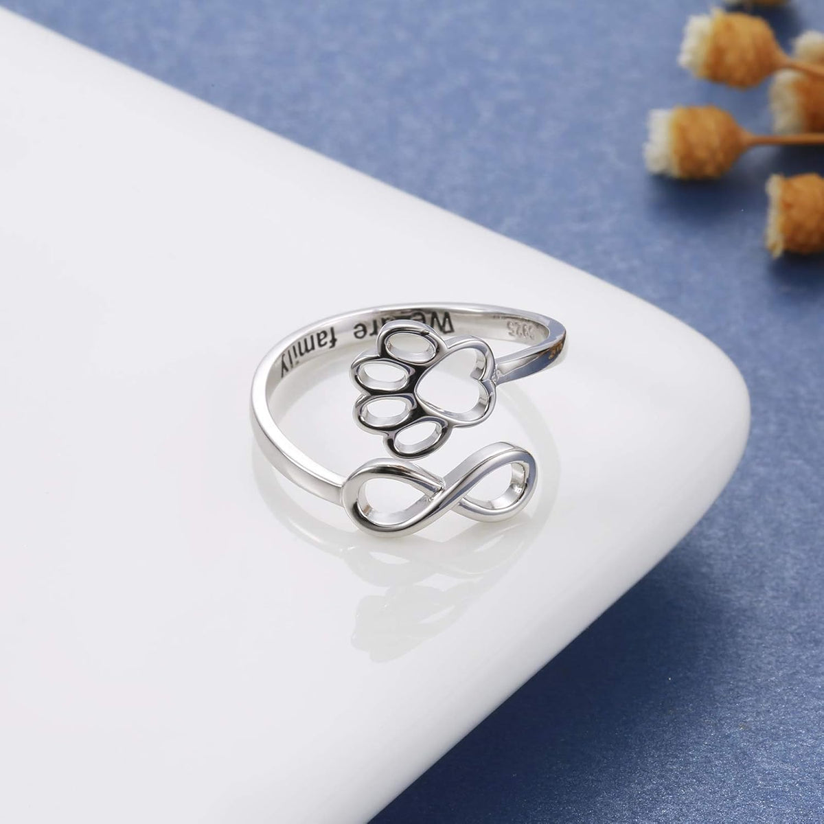 Crafted Ring with Paw and Heart