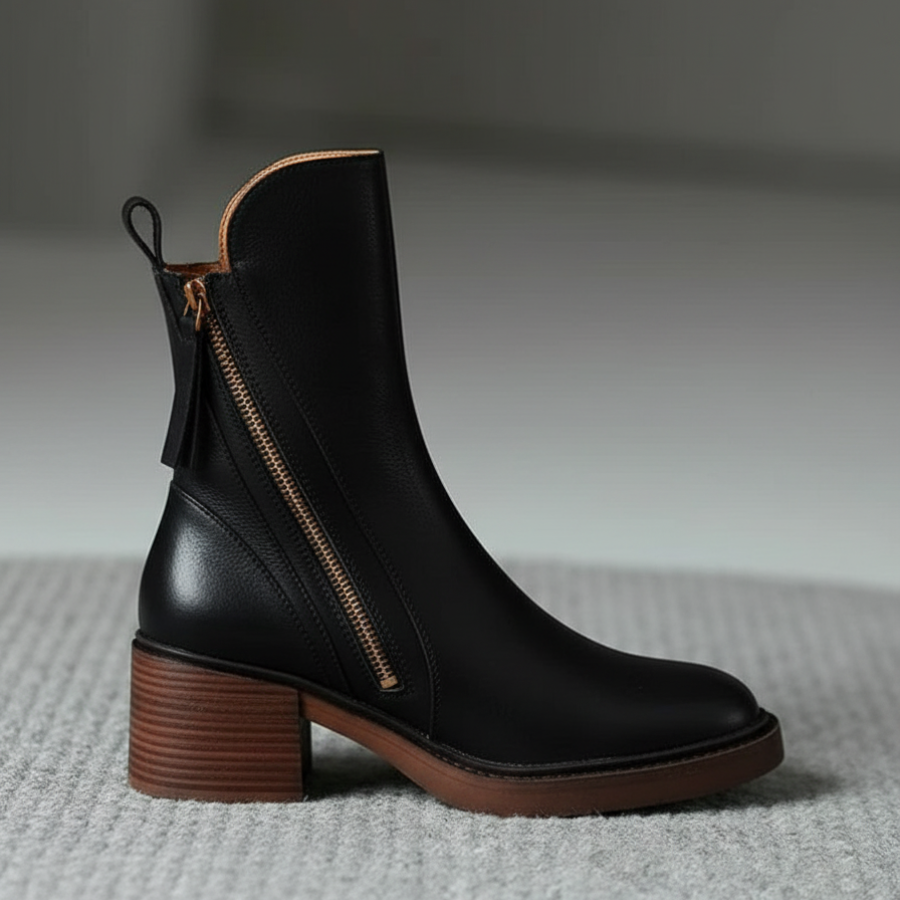 VALORINE™ | Black Heeled Boots for Comfort and Style