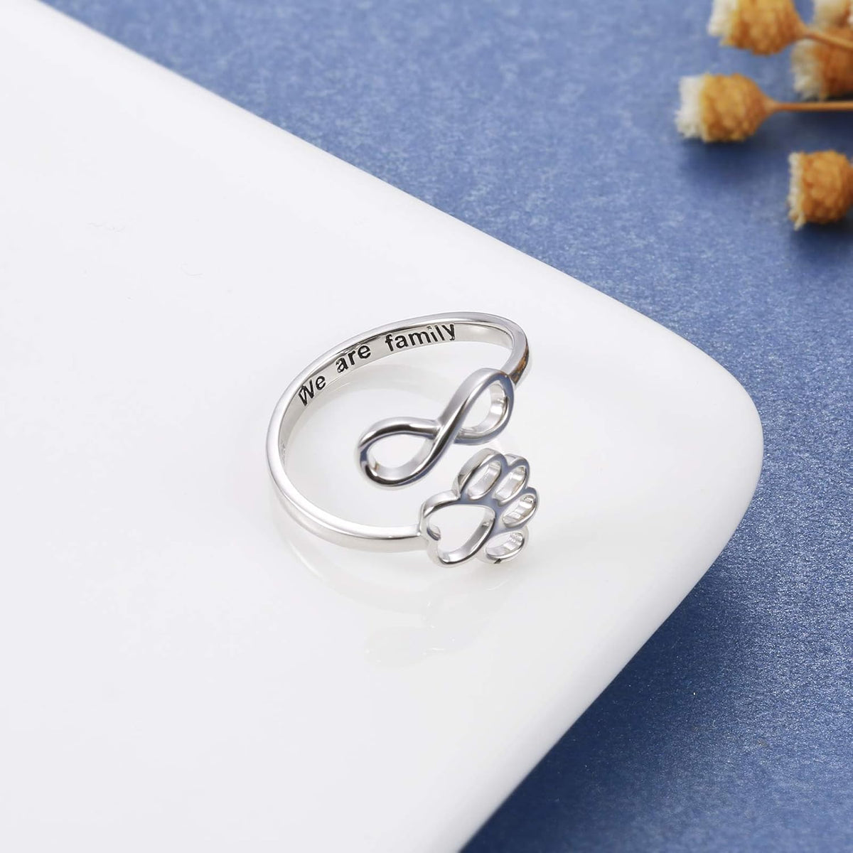 Crafted Ring with Paw and Heart