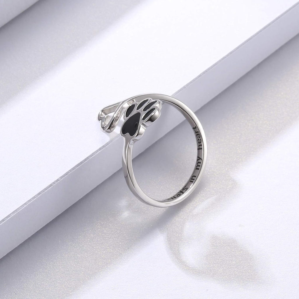 Crafted Ring with Paw and Heart
