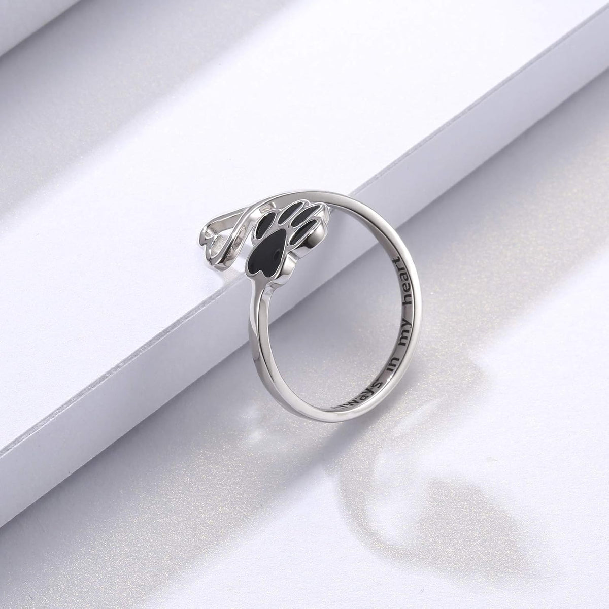 Crafted Ring with Paw and Heart