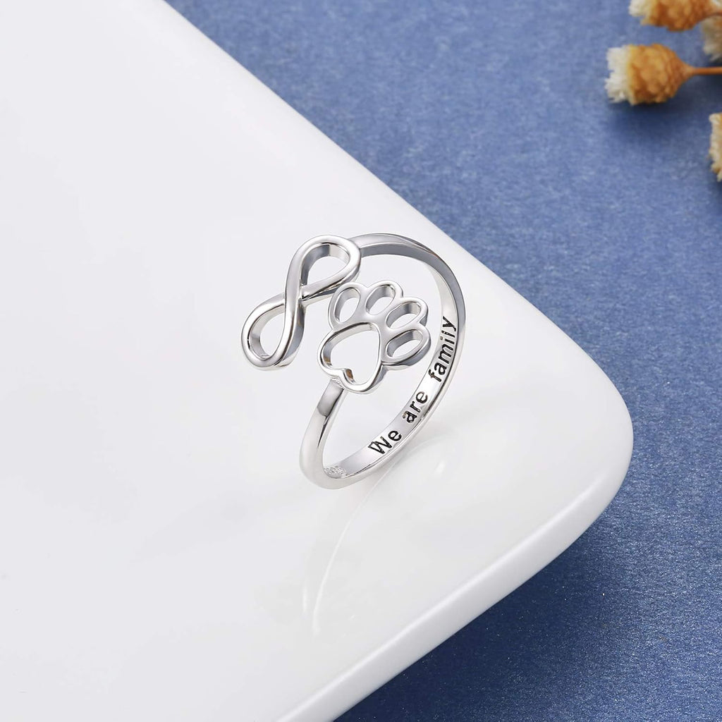 Crafted Ring with Paw and Heart