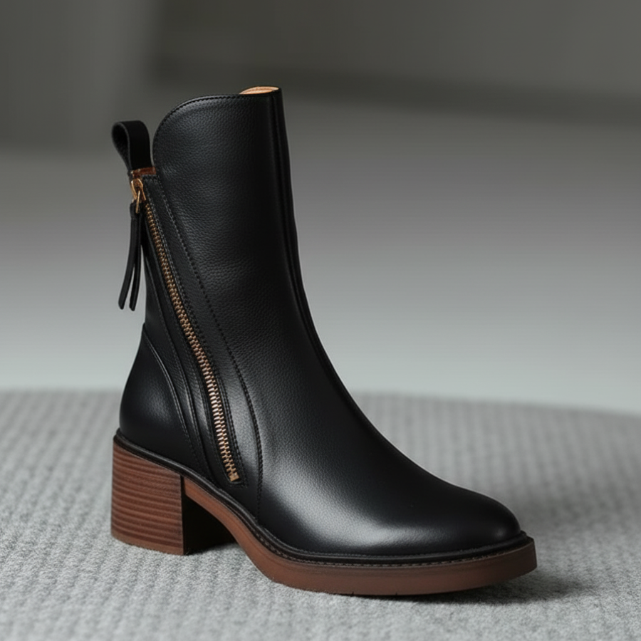 VALORINE™ | Black Heeled Boots for Comfort and Style