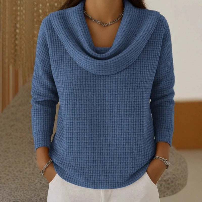 AMBER™ | Elegant Jumper with Warm Comfort and Flowing Waterfall Neckline for Every Day