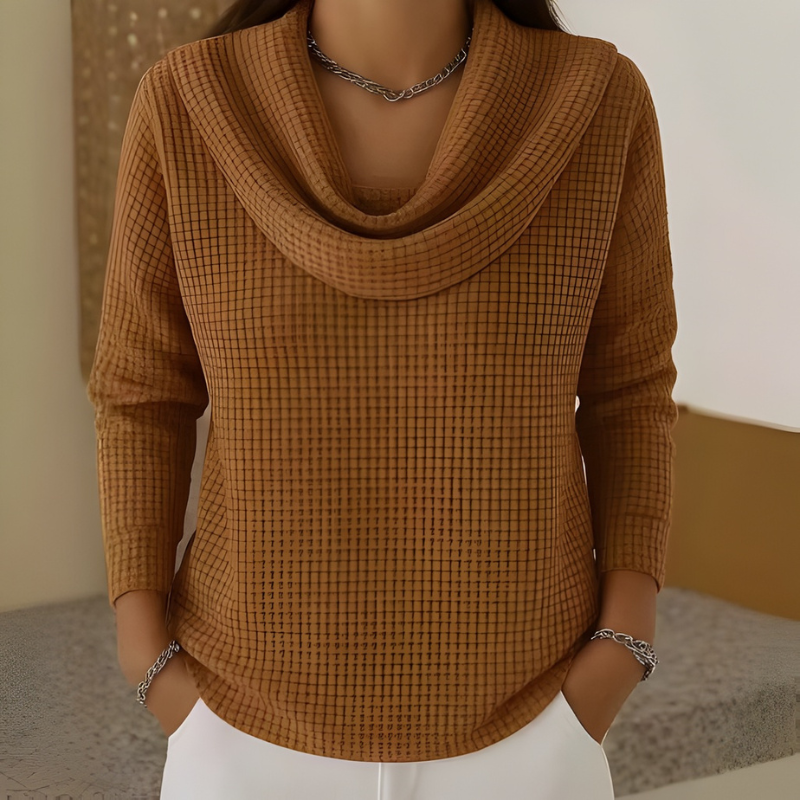 AMBER™ | Elegant Jumper with Warm Comfort and Flowing Waterfall Neckline for Every Day