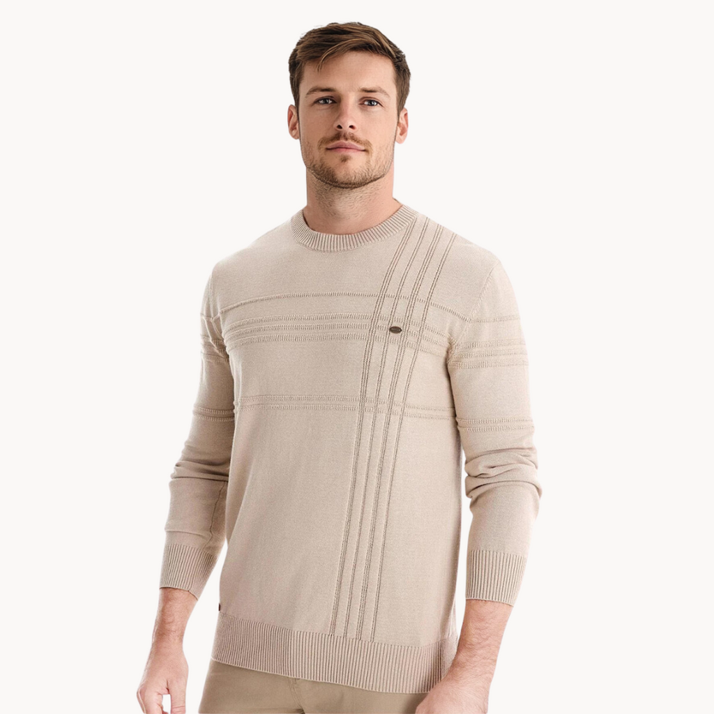 Bryson | Cotton Men's Sweater with Stripe Design