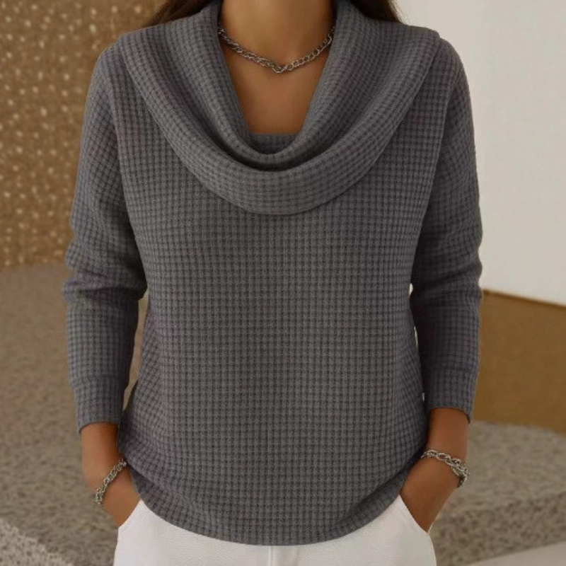 AMBER™ | Elegant Jumper with Warm Comfort and Flowing Waterfall Neckline for Every Day