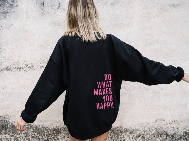 Do What Makes You Happy - Letter Print - Casual Hoodie