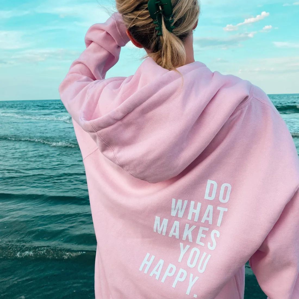 Do What Makes You Happy - Letter Print - Casual Hoodie