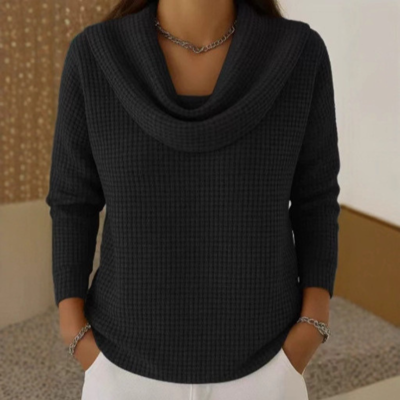AMBER™ | Elegant Jumper with Warm Comfort and Flowing Waterfall Neckline for Every Day