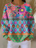 Sign | Jumper with Ethnic Floral Stripes