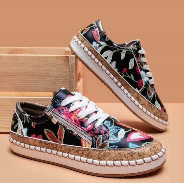 FLORIANA | Orthopaedic Sneakers with Unique Vintage Floral Design