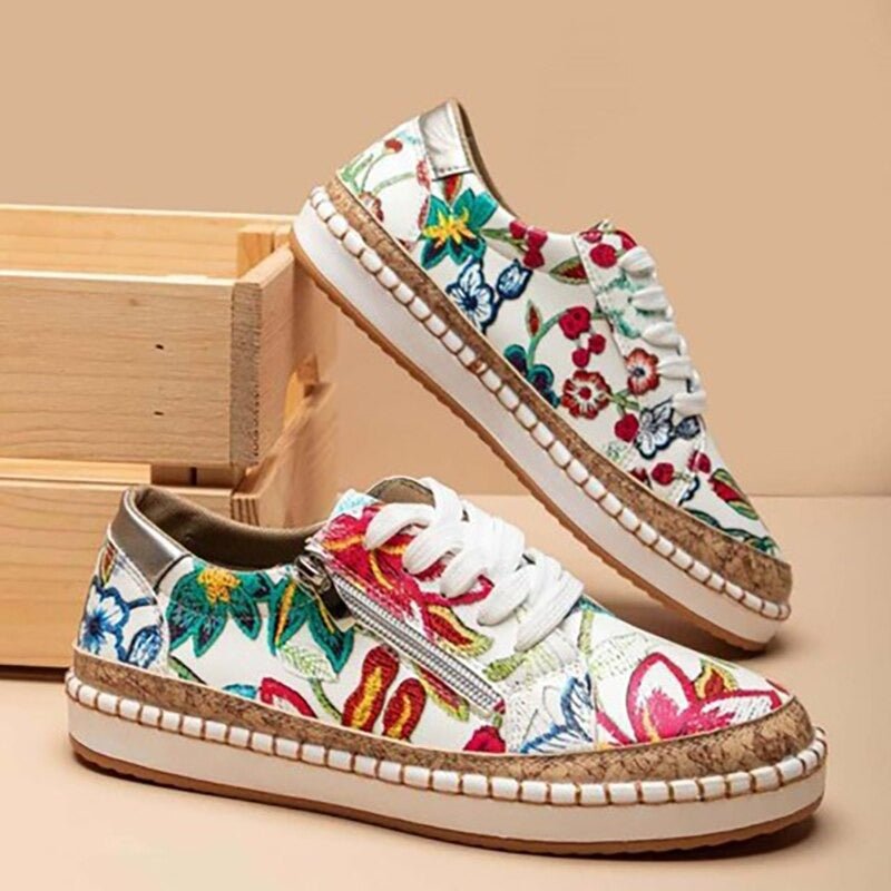 FLORIANA | Orthopaedic Sneakers with Unique Vintage Floral Design