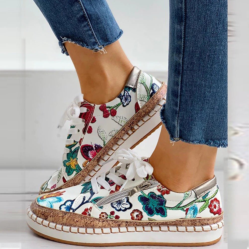 FLORIANA | Orthopaedic Sneakers with Unique Vintage Floral Design