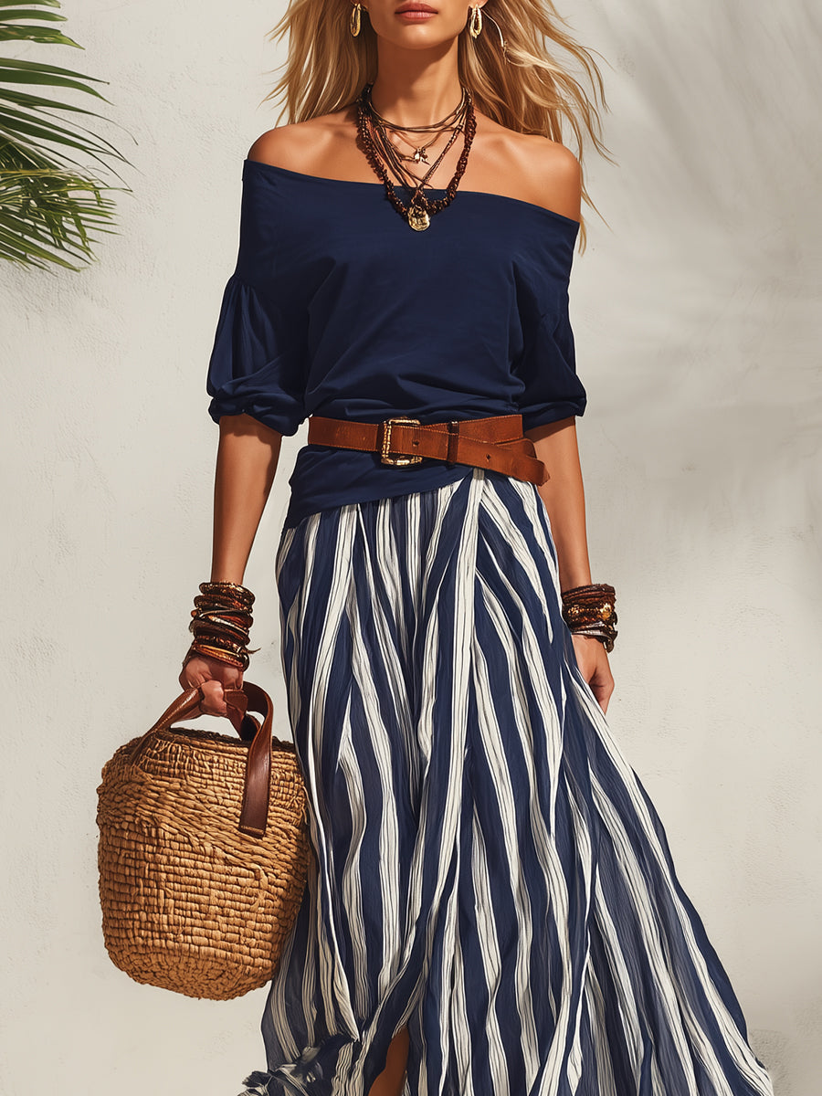 Compleet Top en Rok Off-Shoulder