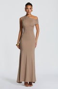 ASYMMETRISCHE MAXI JURK MET OPEN RUG