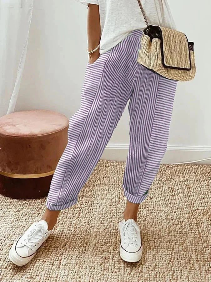 SOPHIA | Elegant in Casual Striped Trousers