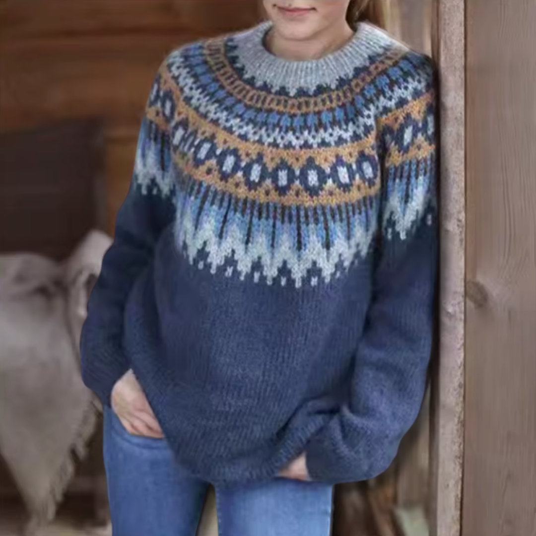 Freya – Winter Jumper with Nordic Design on the Shoulders